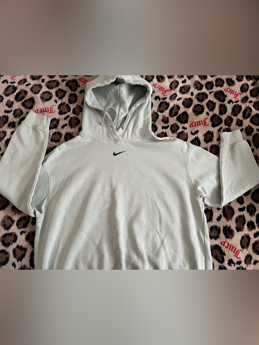 Nike Light Gray Hoodie with Black Swoosh - Women's Pullover